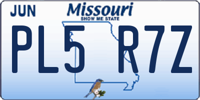 MO license plate PL5R7Z