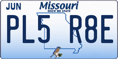 MO license plate PL5R8E
