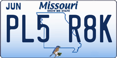 MO license plate PL5R8K