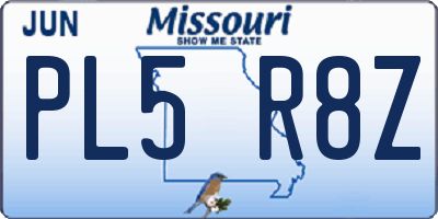 MO license plate PL5R8Z