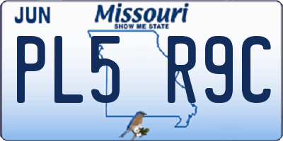 MO license plate PL5R9C
