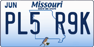 MO license plate PL5R9K
