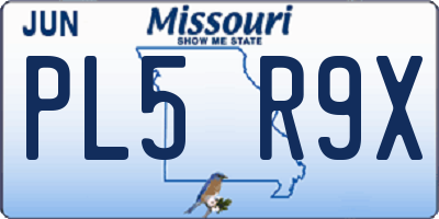 MO license plate PL5R9X