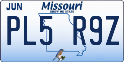 MO license plate PL5R9Z