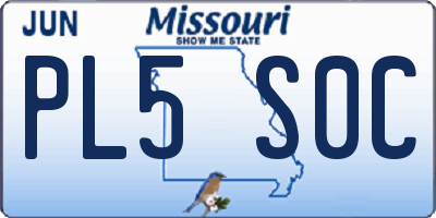 MO license plate PL5S0C