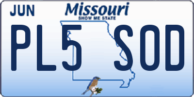 MO license plate PL5S0D