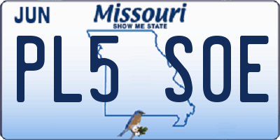 MO license plate PL5S0E