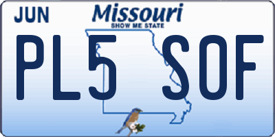 MO license plate PL5S0F