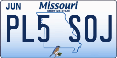 MO license plate PL5S0J