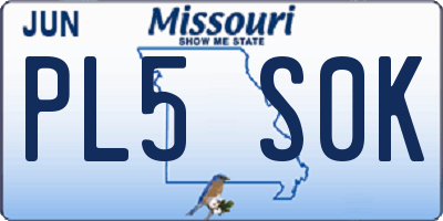 MO license plate PL5S0K