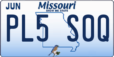 MO license plate PL5S0Q