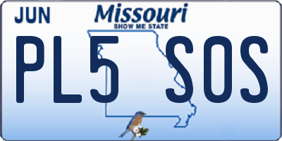 MO license plate PL5S0S