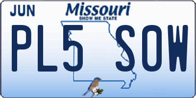 MO license plate PL5S0W
