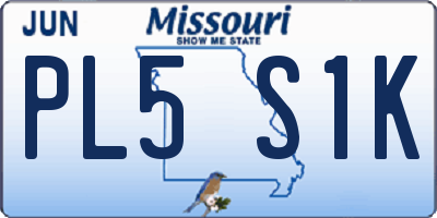 MO license plate PL5S1K