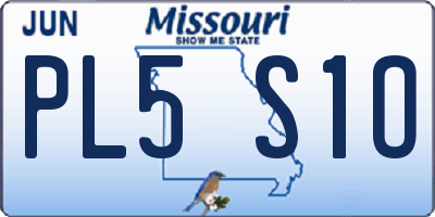MO license plate PL5S1O