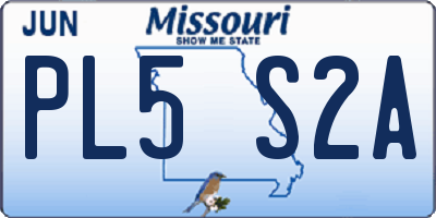 MO license plate PL5S2A