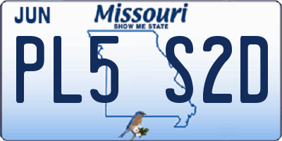 MO license plate PL5S2D