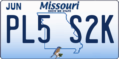 MO license plate PL5S2K