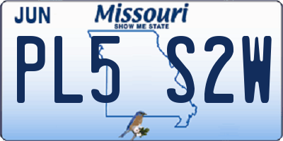 MO license plate PL5S2W