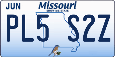 MO license plate PL5S2Z