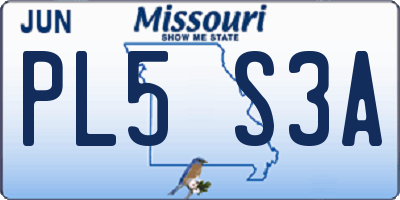 MO license plate PL5S3A