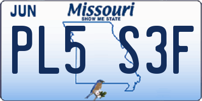 MO license plate PL5S3F