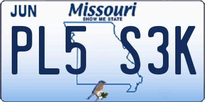 MO license plate PL5S3K