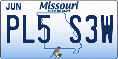 MO license plate PL5S3W