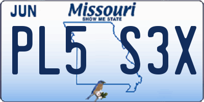 MO license plate PL5S3X