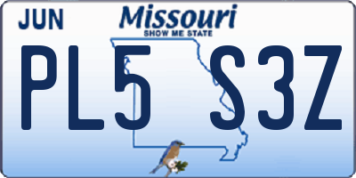 MO license plate PL5S3Z