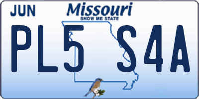 MO license plate PL5S4A