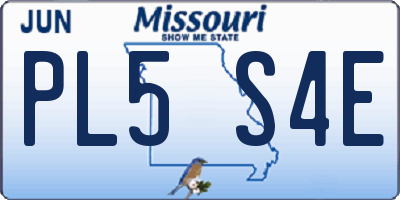 MO license plate PL5S4E