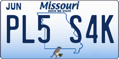 MO license plate PL5S4K