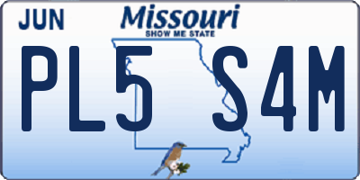 MO license plate PL5S4M