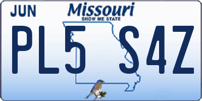 MO license plate PL5S4Z