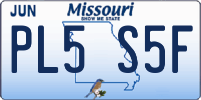 MO license plate PL5S5F