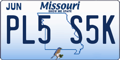 MO license plate PL5S5K