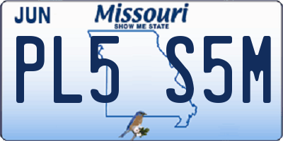 MO license plate PL5S5M