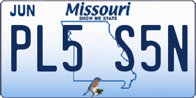MO license plate PL5S5N