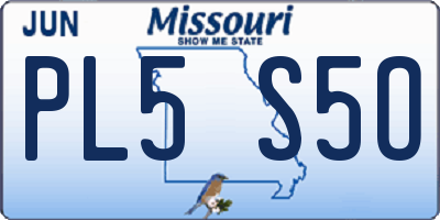 MO license plate PL5S5O