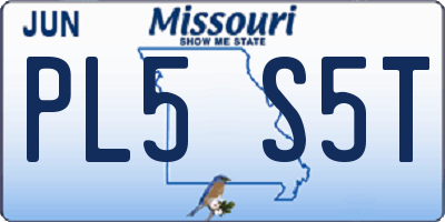 MO license plate PL5S5T