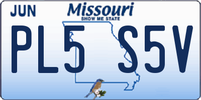 MO license plate PL5S5V