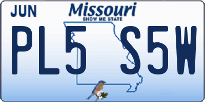 MO license plate PL5S5W