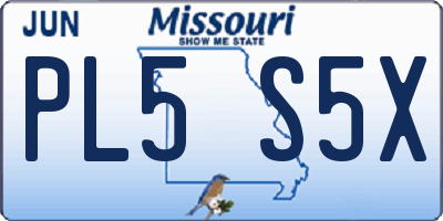 MO license plate PL5S5X