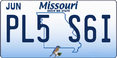 MO license plate PL5S6I