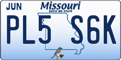 MO license plate PL5S6K