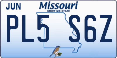 MO license plate PL5S6Z