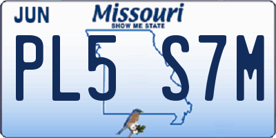 MO license plate PL5S7M