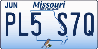 MO license plate PL5S7Q