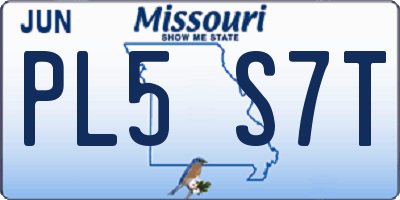 MO license plate PL5S7T